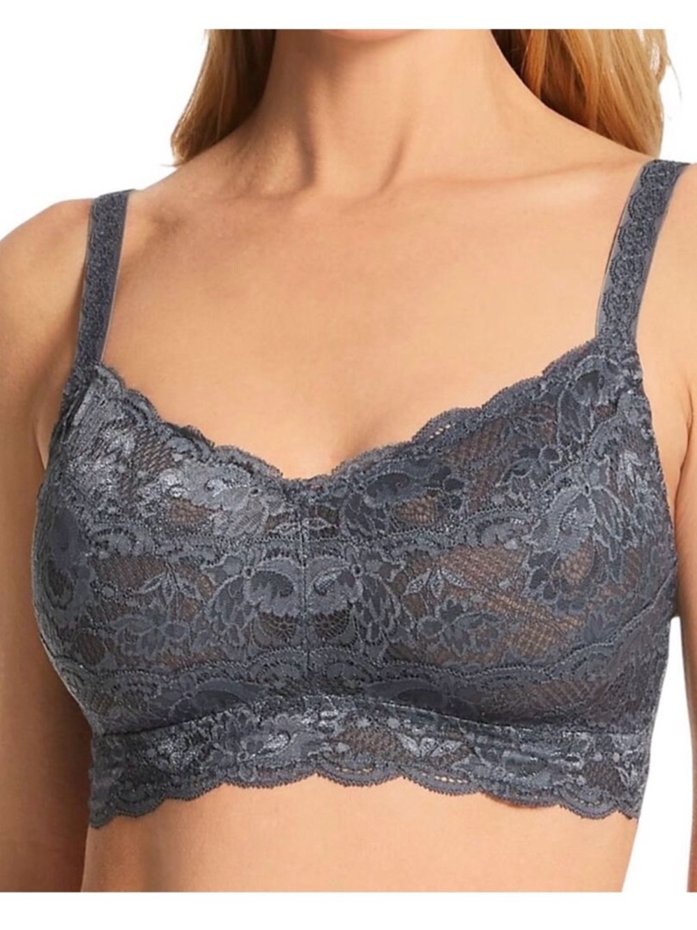 XL Cosabella Curvy Sweetie Sift Bra Gray Floral Lace Longline in Anthracite - Picture 2 of 16